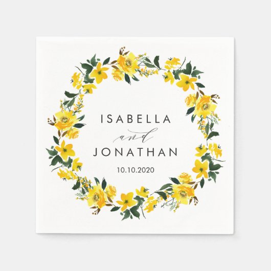 Serviette En Papier Fleurs Jaunes Vibrantes mariage Rustique Personnal (Devant)
