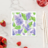 Serviette En Papier Fleurs lilas aquarelles (En situation)