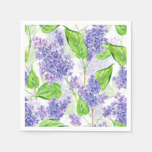 Serviette En Papier Fleurs lilas aquarelles