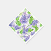 Serviette En Papier Fleurs lilas aquarelles (Coin)