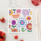 Serviette En Papier Fleurs lumineuses en dessin (En situation)