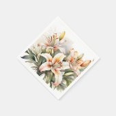 Serviette En Papier Fleurs Lys Douces Sur Blanc (Coin)