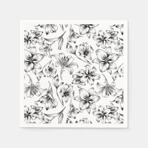Serviette En Papier Fleurs Lys Noires