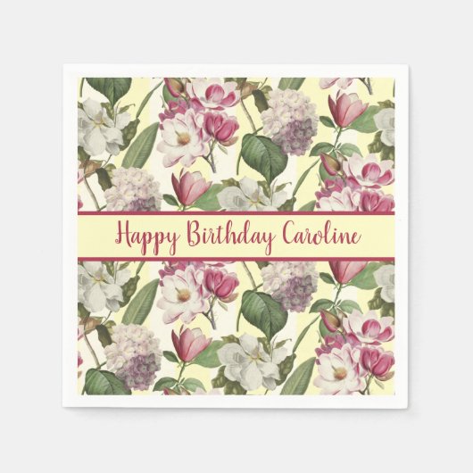 Serviette En Papier Fleurs Magnolia et Hydrangea Sud (Devant)