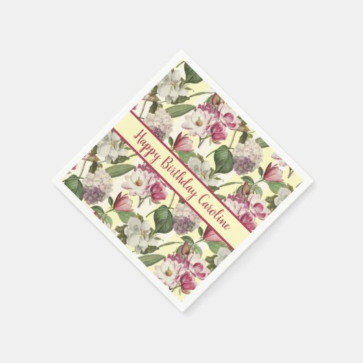 Serviette En Papier Fleurs Magnolia et Hydrangea Sud (Coin)