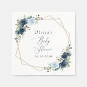 Serviette En Papier Fleurs marines, Fleurs bleues, Verdure, Baby showe (Devant)