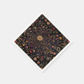 Serviette En Papier Fleurs médiévales en noir (Coin)