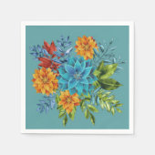 Serviette En Papier Fleurs Modernes Colorées (Devant)