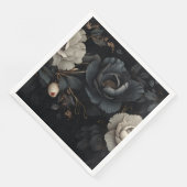 Serviette En Papier Fleurs noires et blanches (Coin)