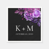 Serviette En Papier Fleurs noires et violettes mariage. Botanique de L (Devant)