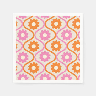 Serviette En Papier Fleurs orange et roses sur l'oignon du milieu du s
