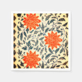 Serviette En Papier Fleurs orange vif motif chinois (Devant)