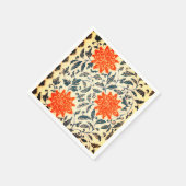 Serviette En Papier Fleurs orange vif motif chinois (Coin)