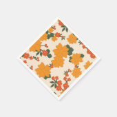 Serviette En Papier Fleurs Oranges, Motif Floral, Motif De Fleurs (Coin)