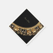 Serviette En Papier Fleurs Ornées Dorées (Coin)