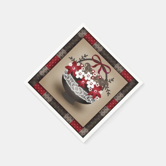 Serviette En Papier Fleurs panier cadre en dentelle design floral vint (Coin)