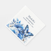 Serviette En Papier Fleurs papillons bleues Élégant 100e anniversaire (Coin)