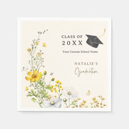 Serviette en papier Fleurs Papillons Fête de remis (Devant)