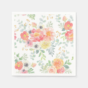 Serviette En Papier Fleurs Pastel