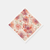 Serviette En Papier Fleurs pastel aquarelle orange clair (Coin)