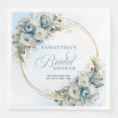 Serviette En Papier Fleurs pastel bleu bohème eucalyptus or fete (Devant)