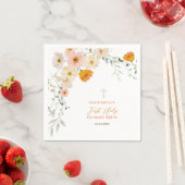 Serviette En Papier Fleurs pastel et verdure Première communion sainte (En situation)