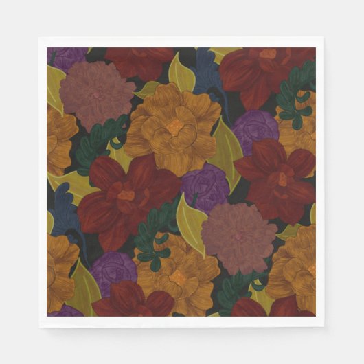 Serviette En Papier Fleurs peintes à l'huile (Devant)