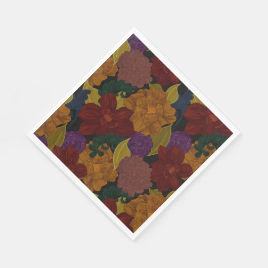 Serviette En Papier Fleurs peintes à l'huile (Coin)