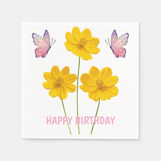 Serviette En Papier Fleurs Personnalisées (Devant)