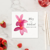 Serviette En Papier Fleurs Plumeria Rose, Tropical, Mariage Floral, (En situation)