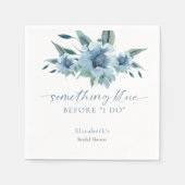 Serviette En Papier Fleurs pour la Baby Shower « Quelque chose de bleu (Devant)