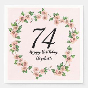 Serviette En Papier Fleurs pour un 74e anniversaire Joli rose pastel