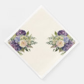 Serviette En Papier Fleurs pourpres Aquarelle-Mariage- (Coin)