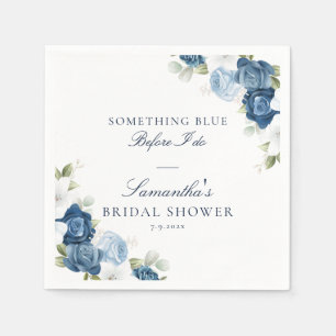 Serviette En Papier Fleurs Poussiéreux Bleu Avant Moi Mariage Papier S
