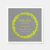 Serviette En Papier Fleurs printanières de l'acacia jaune gris mariage (Devant)