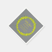 Serviette En Papier Fleurs printanières de l'acacia jaune gris mariage (Coin)