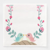 Serviette En Papier Fleurs printanières inséparables (Devant)