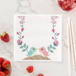 Serviette En Papier Fleurs printanières inséparables