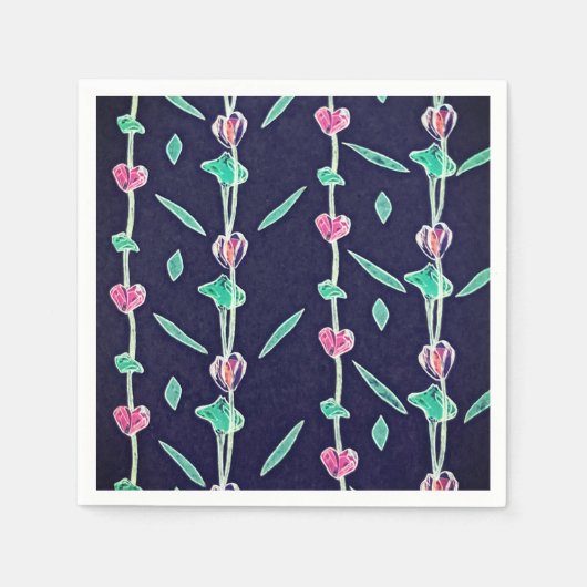 Serviette En Papier Fleurs rayées (Devant)