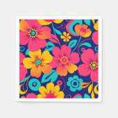 Serviette En Papier Fleurs rétro brillantes et audacieuses - style Dop (Devant)