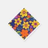 Serviette En Papier Fleurs rétro colorées - Style Dopamine (Coin)