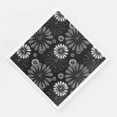 Serviette En Papier Fleurs rétro noir et blanc (Coin)