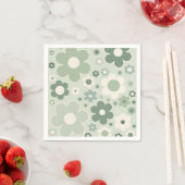 Serviette En Papier Fleurs rétro Sage Vert Abstrait Floral (En situation)