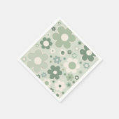 Serviette En Papier Fleurs rétro Sage Vert Abstrait Floral (Coin)