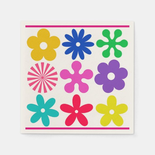 Serviette En Papier FLEURS RÉTRO super (Devant)