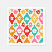 Serviette En Papier Fleurs rétro sur Motif de diamants du milieu du si (Devant)