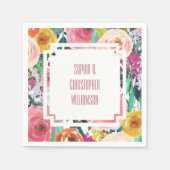 Serviette En Papier Fleurs romantiques colorées (Devant)