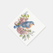 Serviette En Papier Fleurs romantiques et oiseau bleu (Coin)