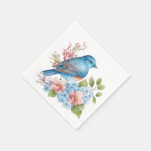 Serviette En Papier Fleurs romantiques et oiseau bleu (Coin)