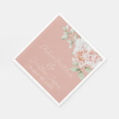 Serviette En Papier Fleurs Romantiques Pêche et Blanches (Coin)